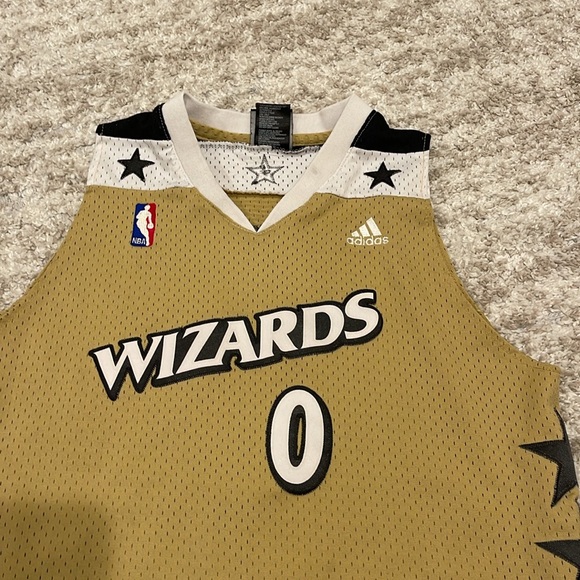 RARE!! Vintage Adidas Swingman NBA Washington Wizards Gilbert Arenas Gold Jersey - Picture 5 of 10